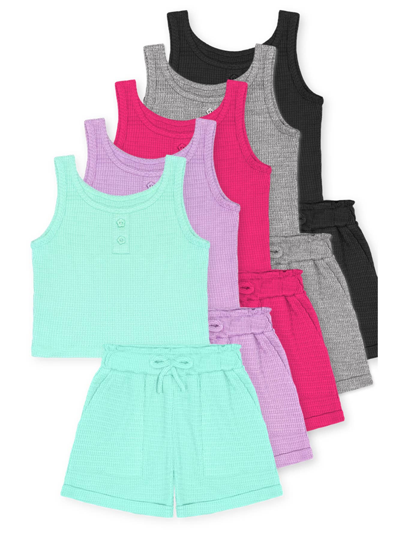 TKSS-D24-3335T Toddler's 2 pc Waffle Knit Short Set: Heather Grey