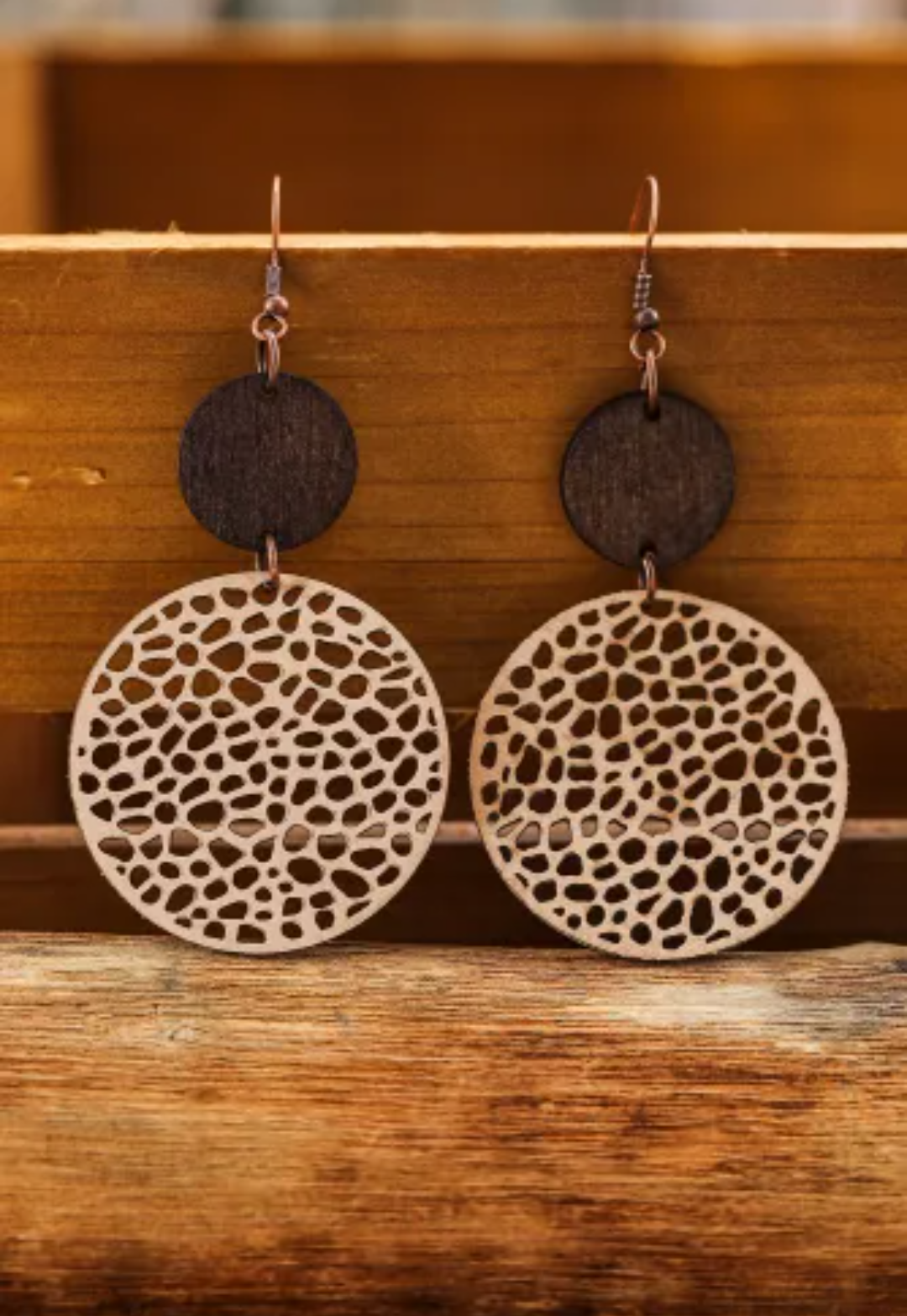 Wooden Round Earrings