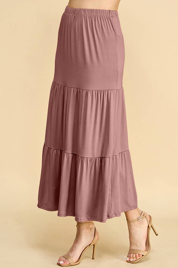 - TIERED MIDAXI SKIRT: ASH ROSE