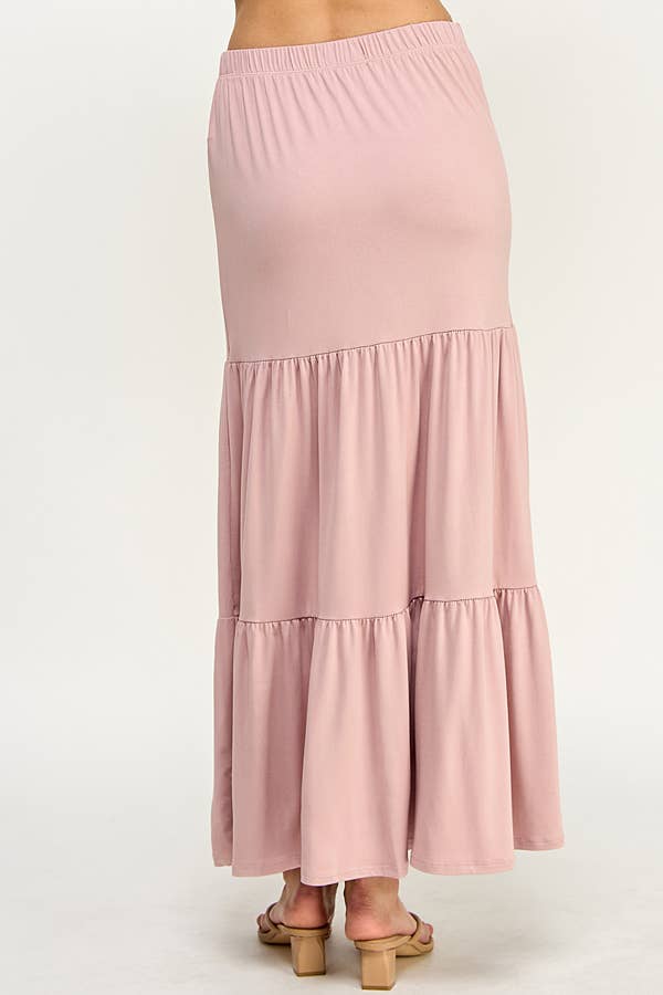 - TIERED MIDAXI SKIRT: ASH ROSE