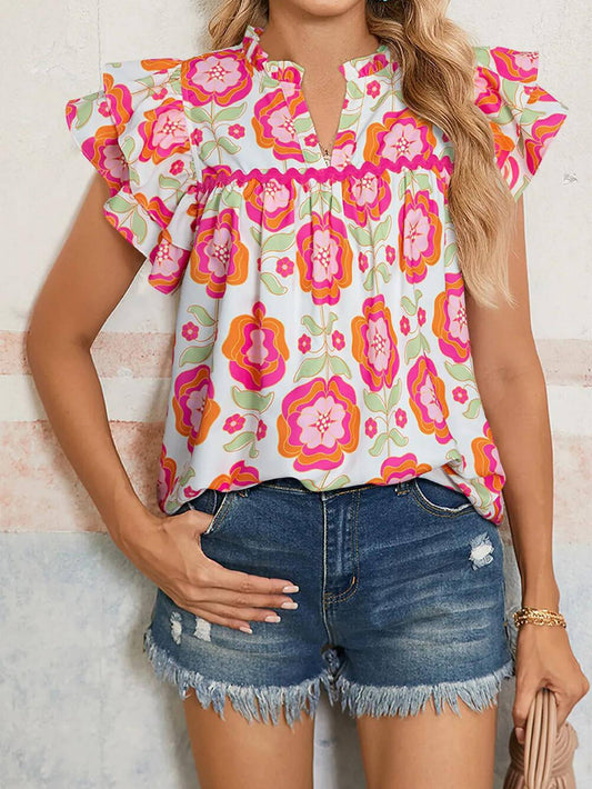 Folded V-neck Pullover Top: Pink