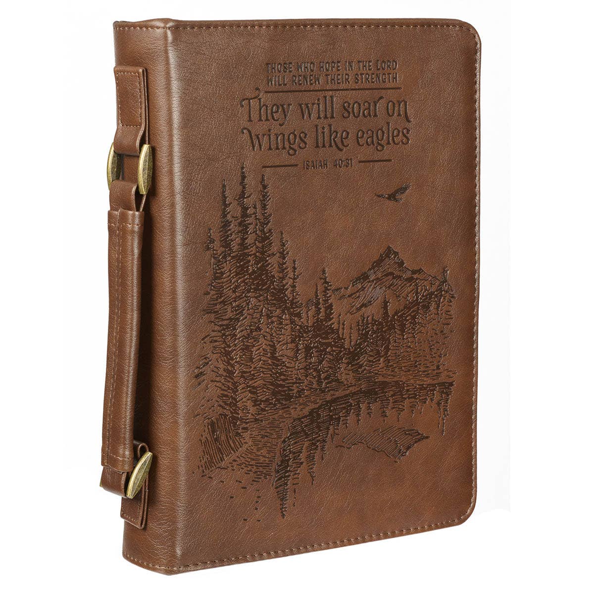 Bible Cover Classic Brown Wings Like Eagles Isa. 40:31: Large