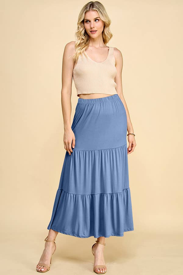 - TIERED MIDAXI SKIRT: ASH ROSE