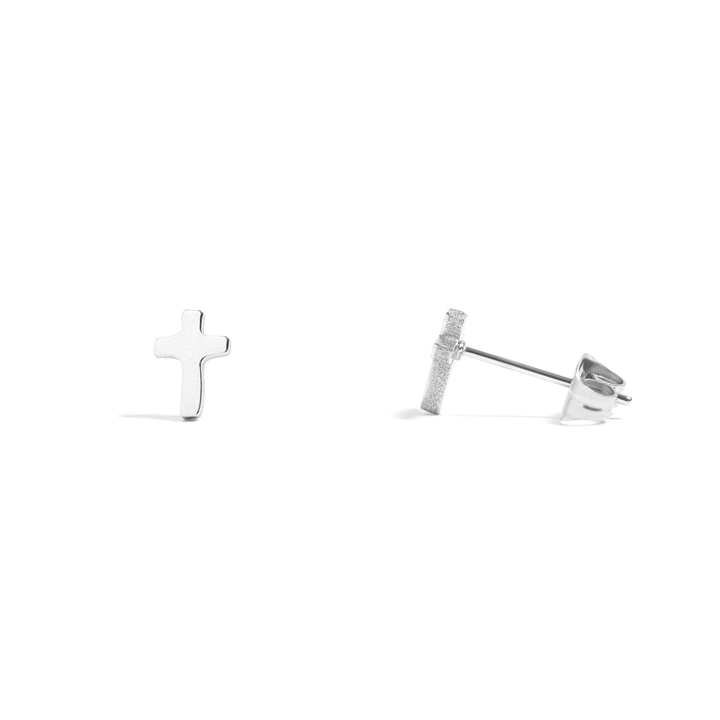 18K Gold PVD Stainless Steel Cross Stud Earrings: Gold