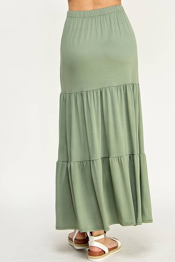 - TIERED MIDAXI SKIRT: ASH ROSE