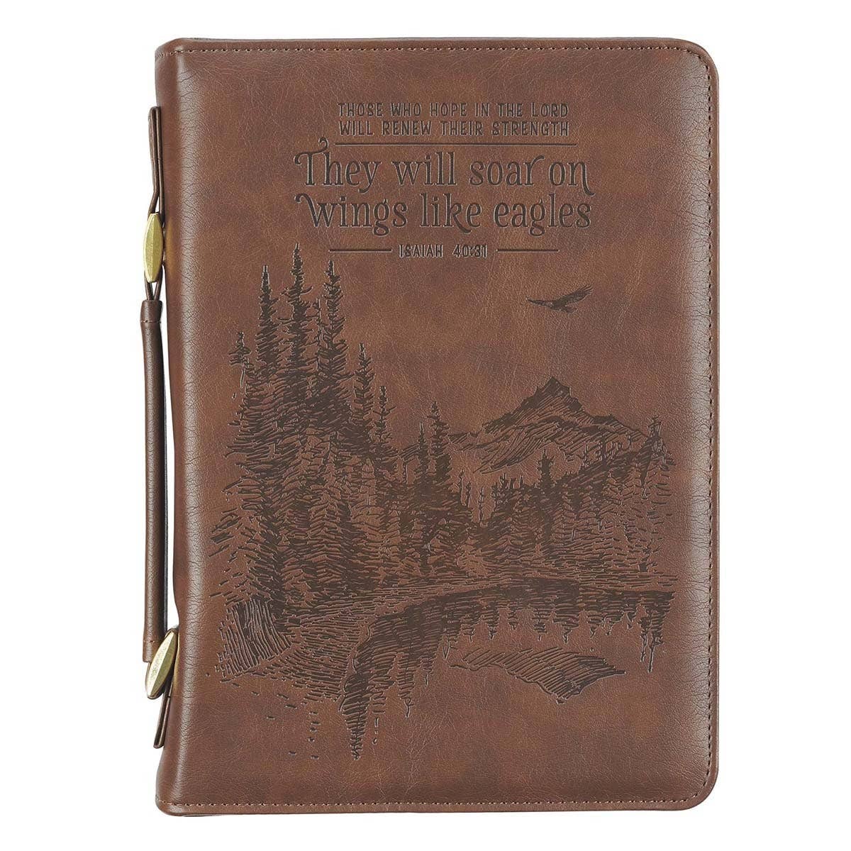 Bible Cover Classic Brown Wings Like Eagles Isa. 40:31: Large