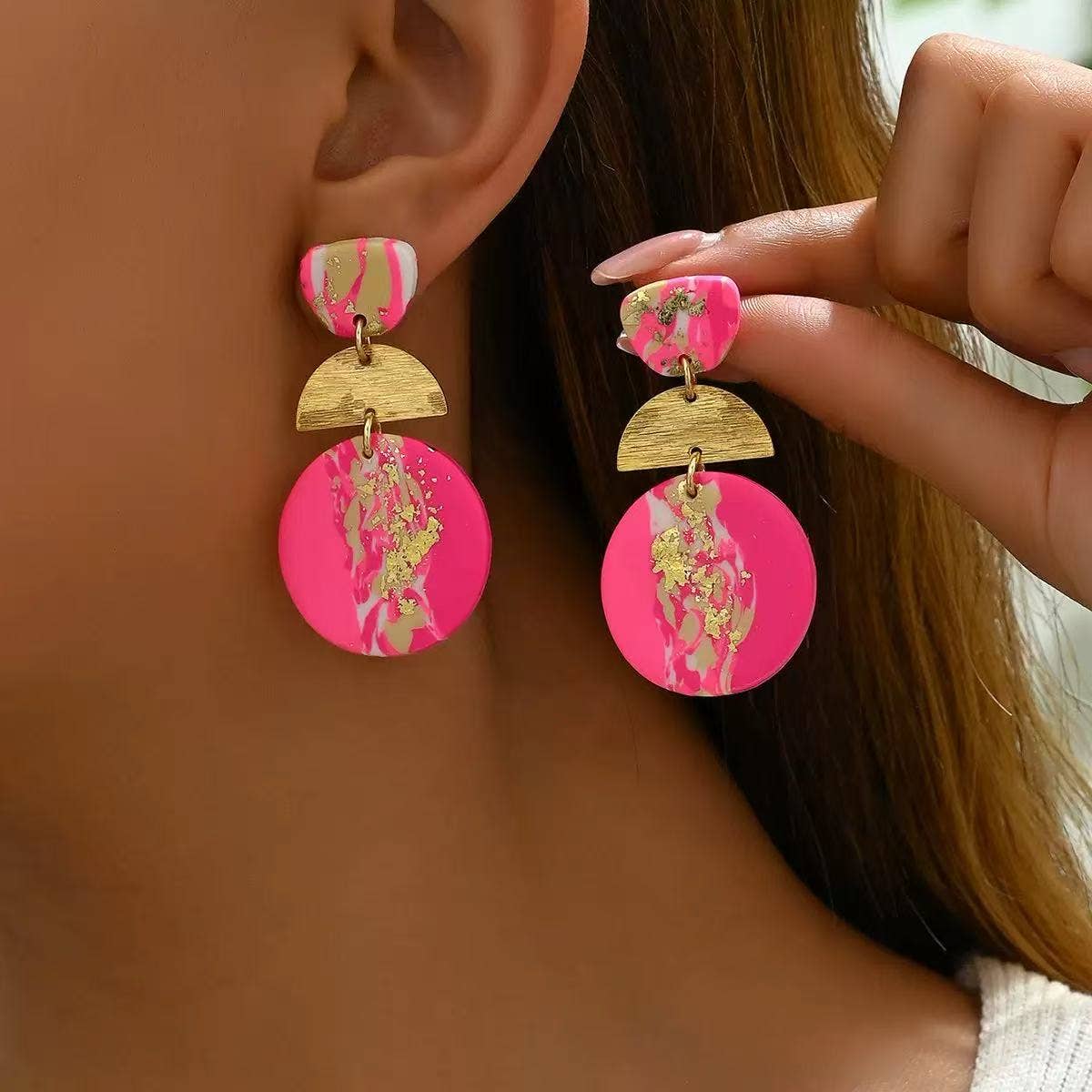Cute Pink and Gold Drop and Dangle Earrings for Women