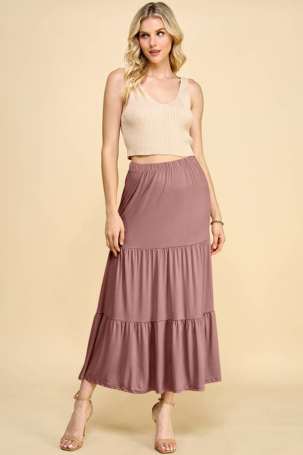 - TIERED MIDAXI SKIRT: ASH ROSE
