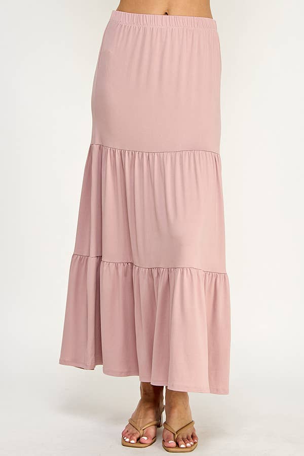 - TIERED MIDAXI SKIRT: ASH ROSE