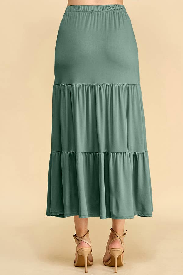 - TIERED MIDAXI SKIRT: ASH ROSE