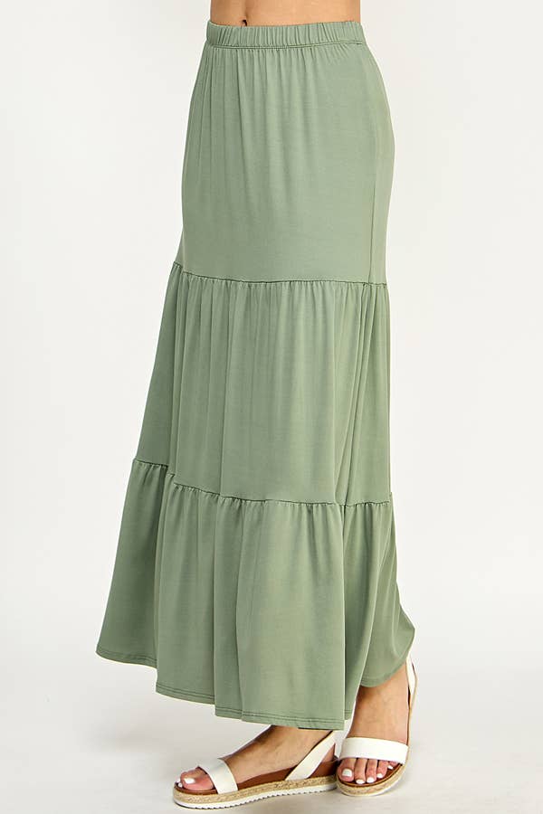 TIERED MIDAXI SKIRT: BLACK