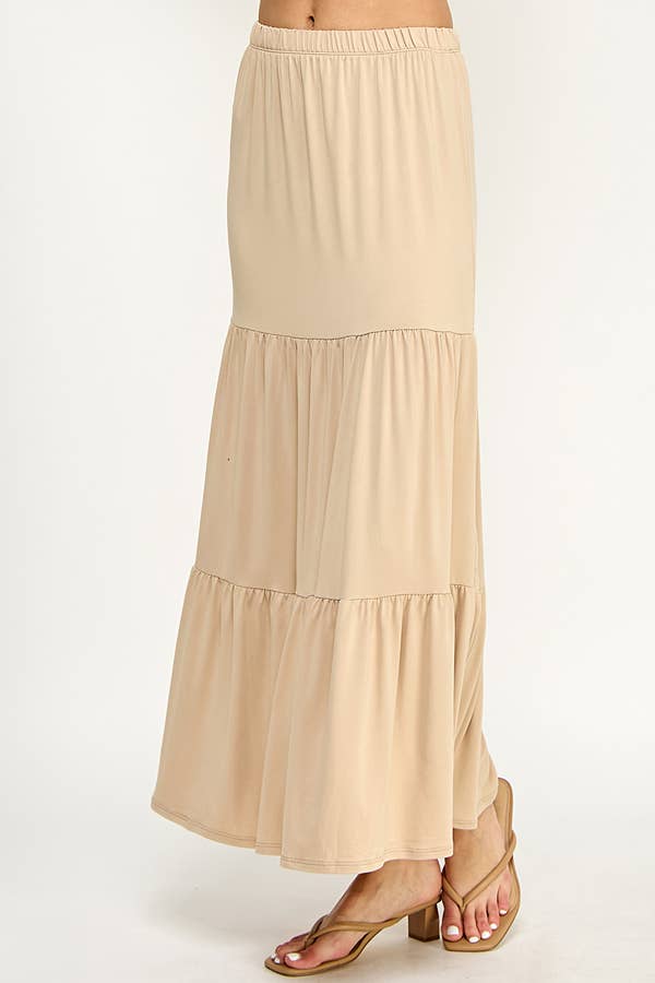 - TIERED MIDAXI SKIRT: ASH ROSE
