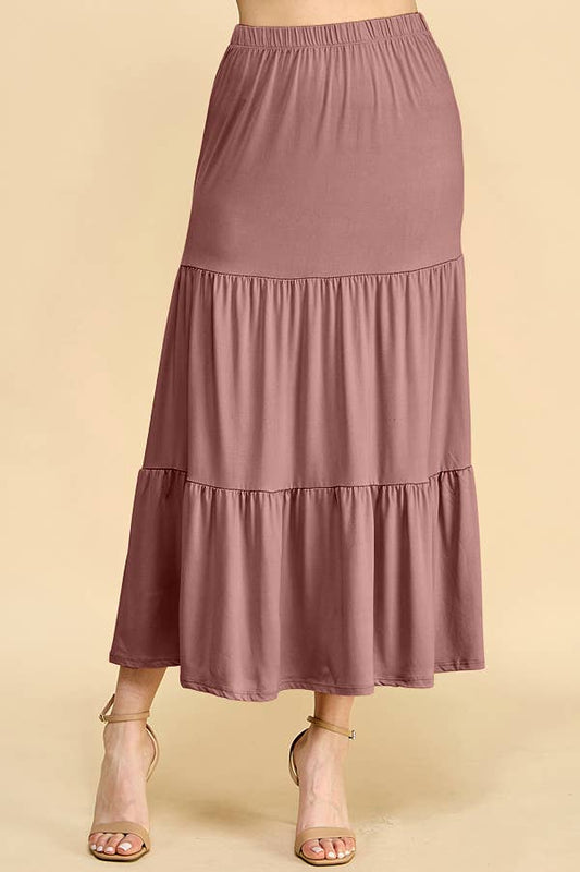 - TIERED MIDAXI SKIRT: ASH ROSE