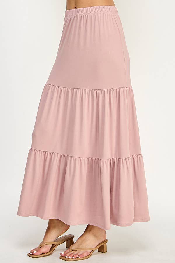 TIERED MIDAXI SKIRT: BLACK