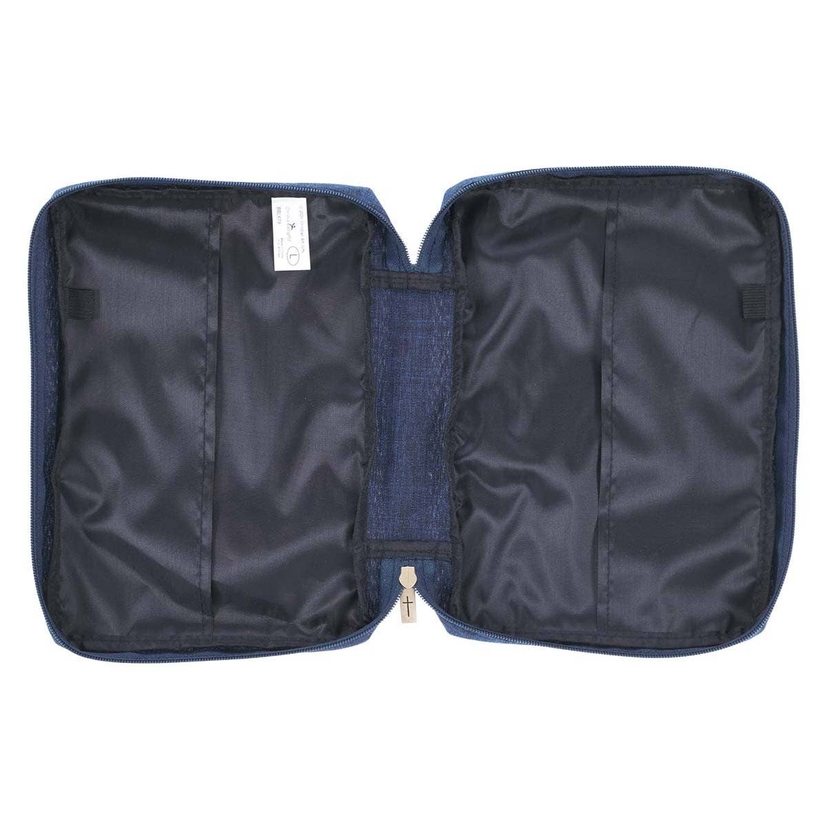 Bible Cover Value Navy/Floral Printed Let Love 1 Cor. 16:14: Medium