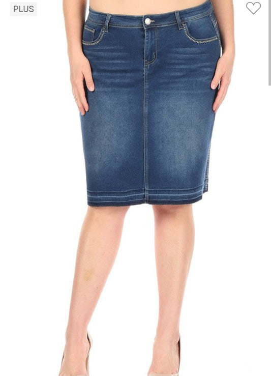 Plus Jean Skirt "BE GIRL" Light Wash