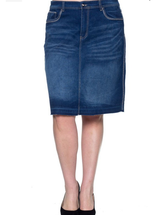Plus Jean Skirt "BE GIRL" Dark Blue