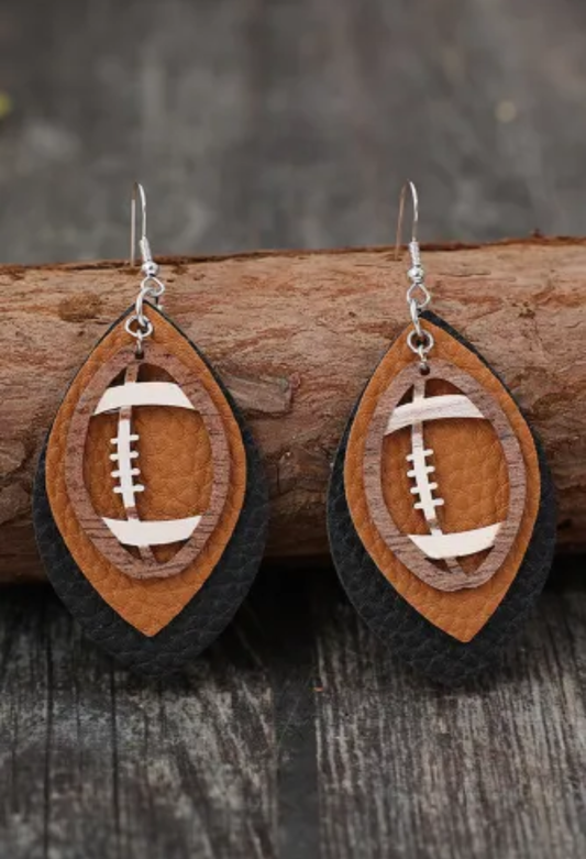 Leather Football Earrings