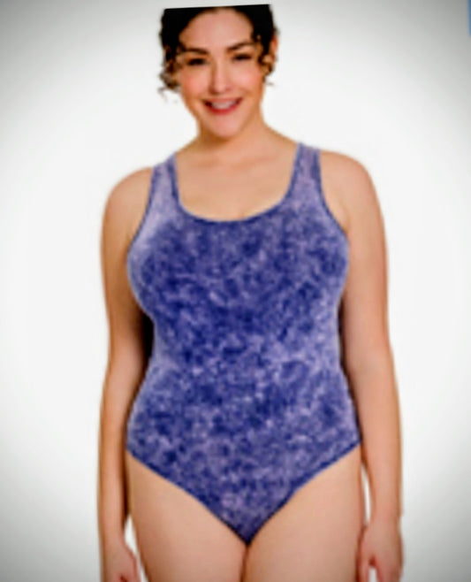Blue distressed bodysuit