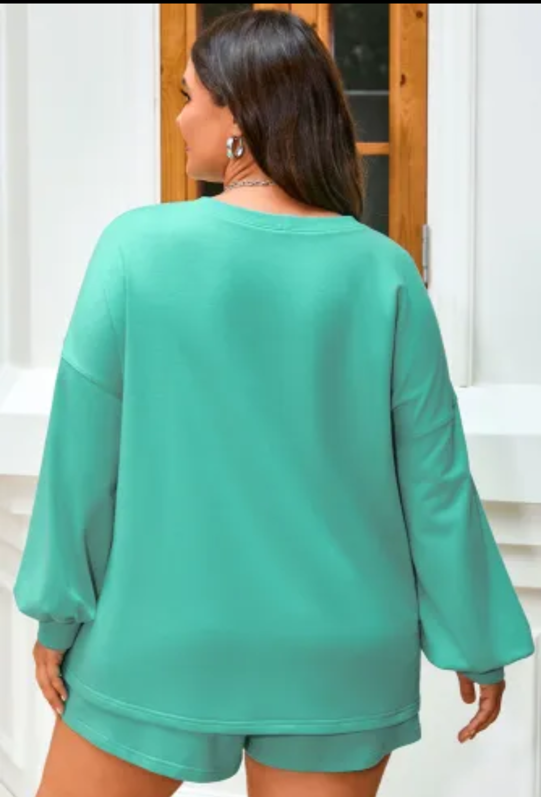Drop Shoulder V Neck Top and Shorts