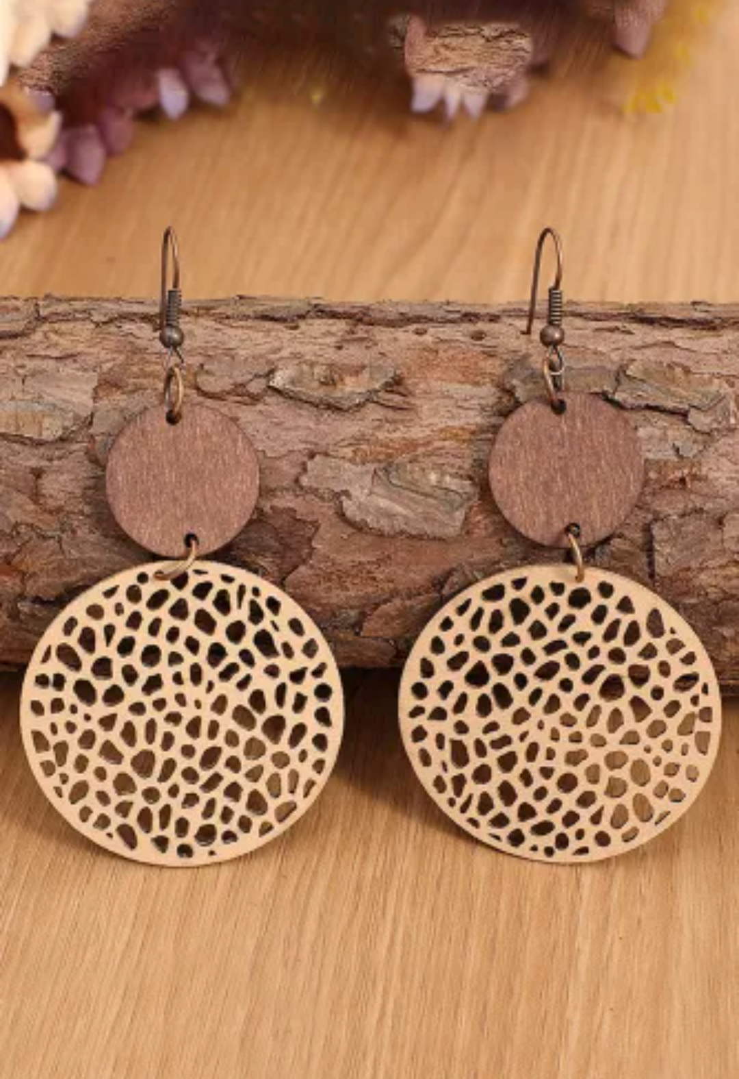 Wooden Round Earrings