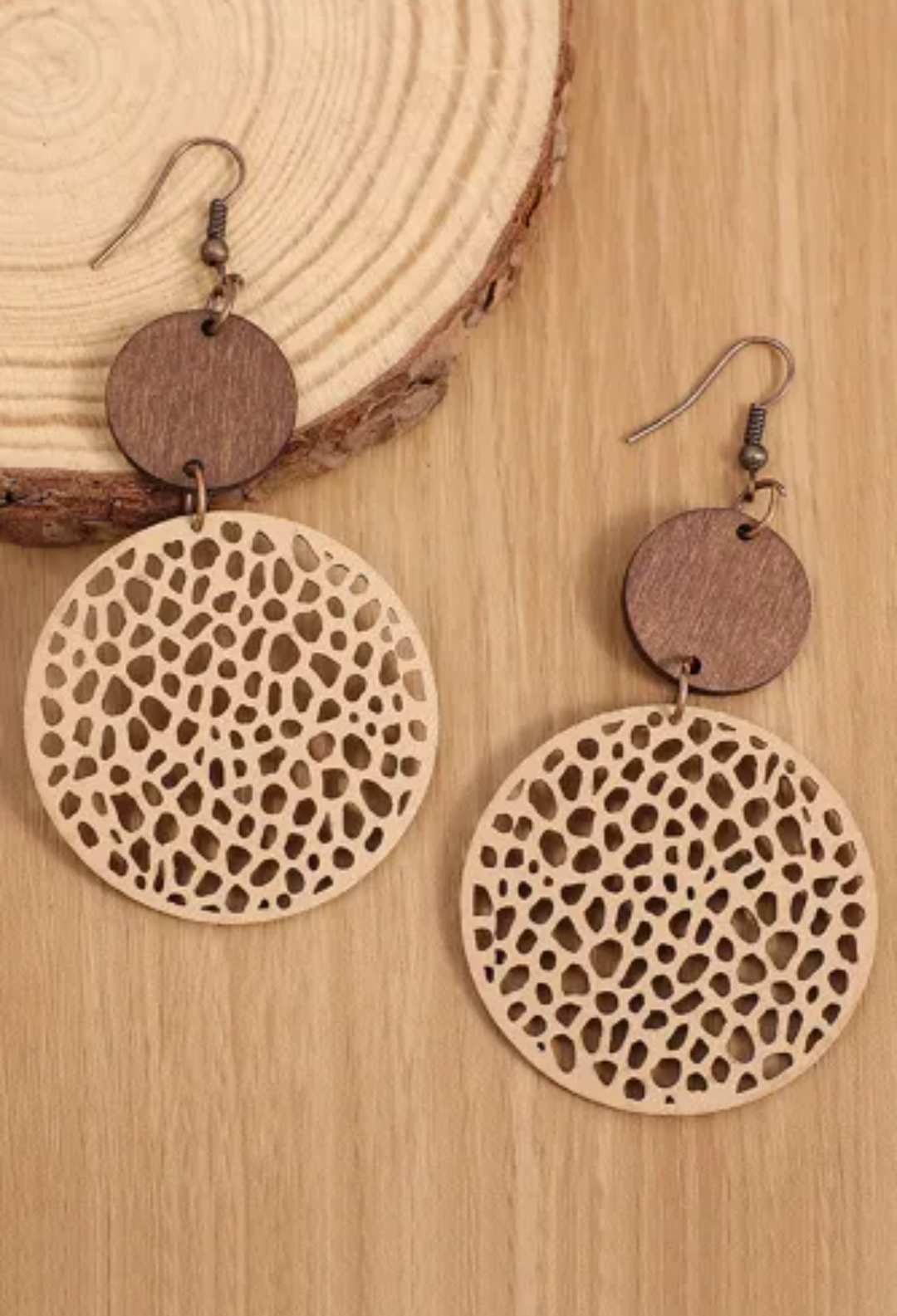 Wooden Round Earrings