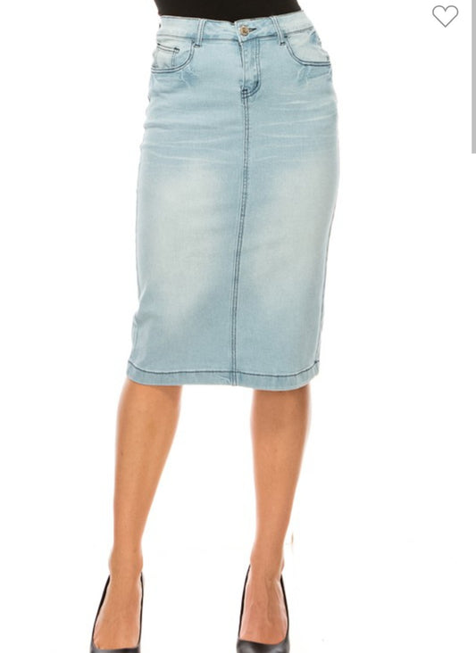 Jean Skirt "BE GIRL" light wash